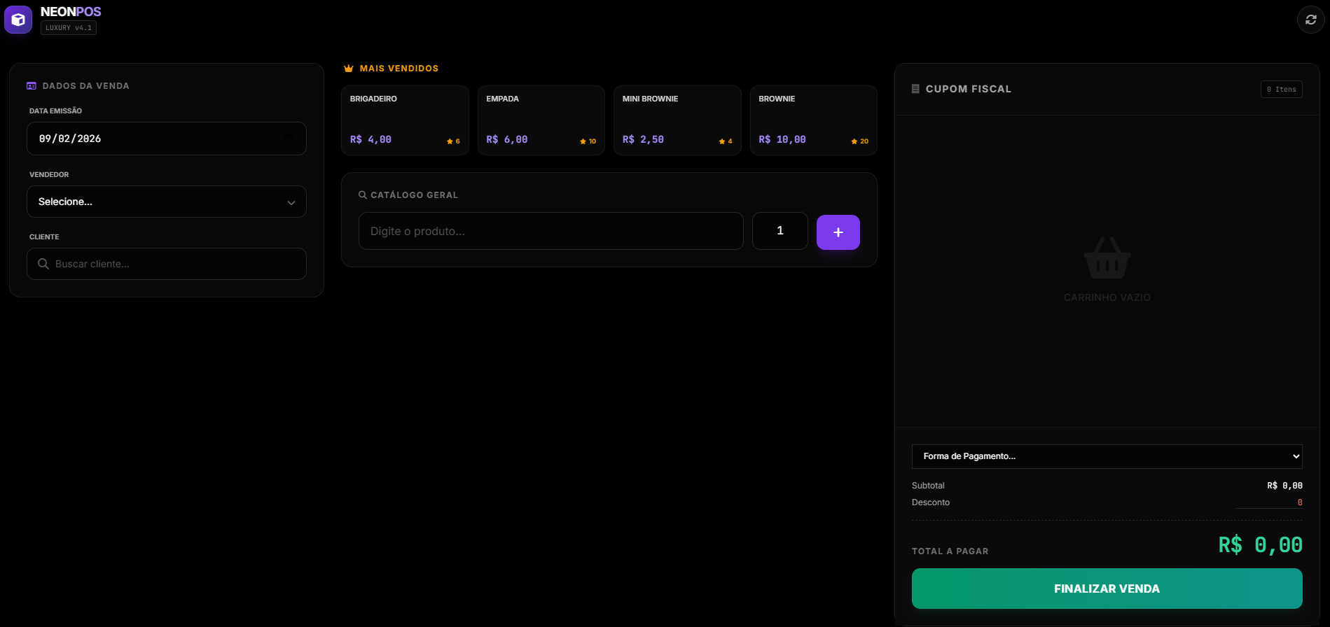 Tela de PDV Visual do Sistema